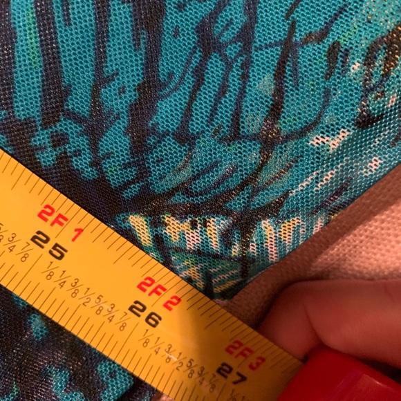 Tropical strapless summer stretchy sundress Turquoise sz L juniors. - Picture 6 of 6